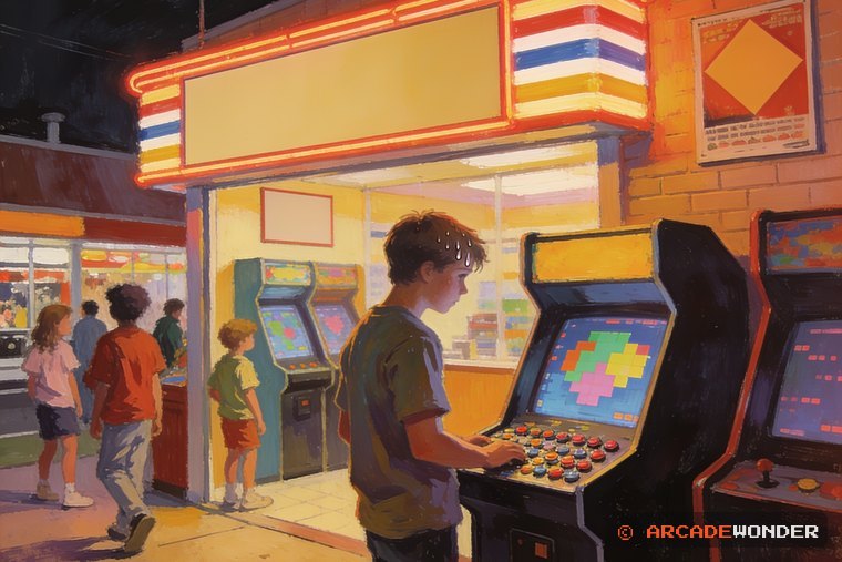 A teenager at an arcade cabinet with many buttons
