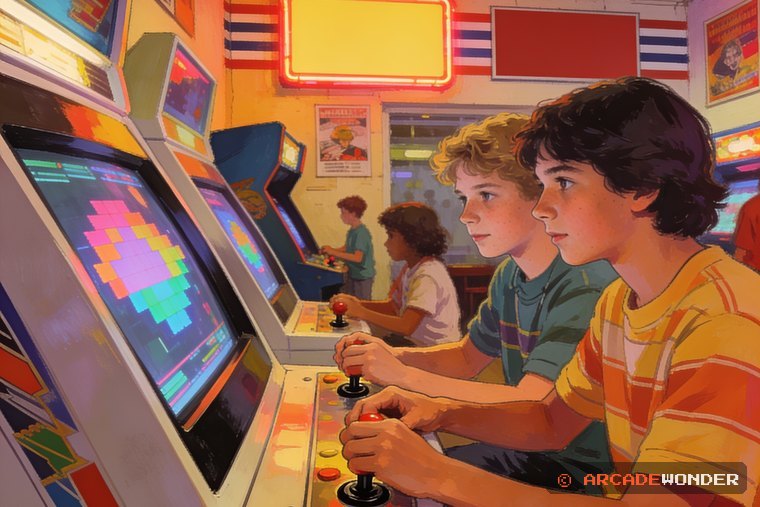 Two friends twisting rotary joysticks