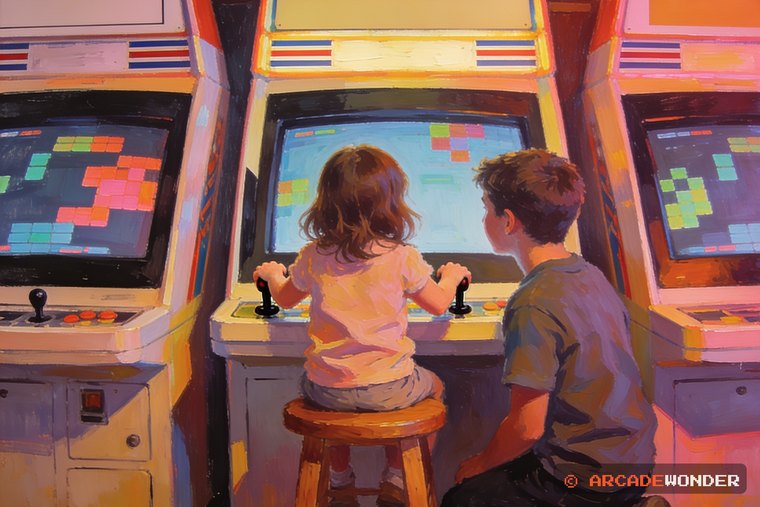 A small girl on a stool at a cabinet with an older boy kneeling beside her